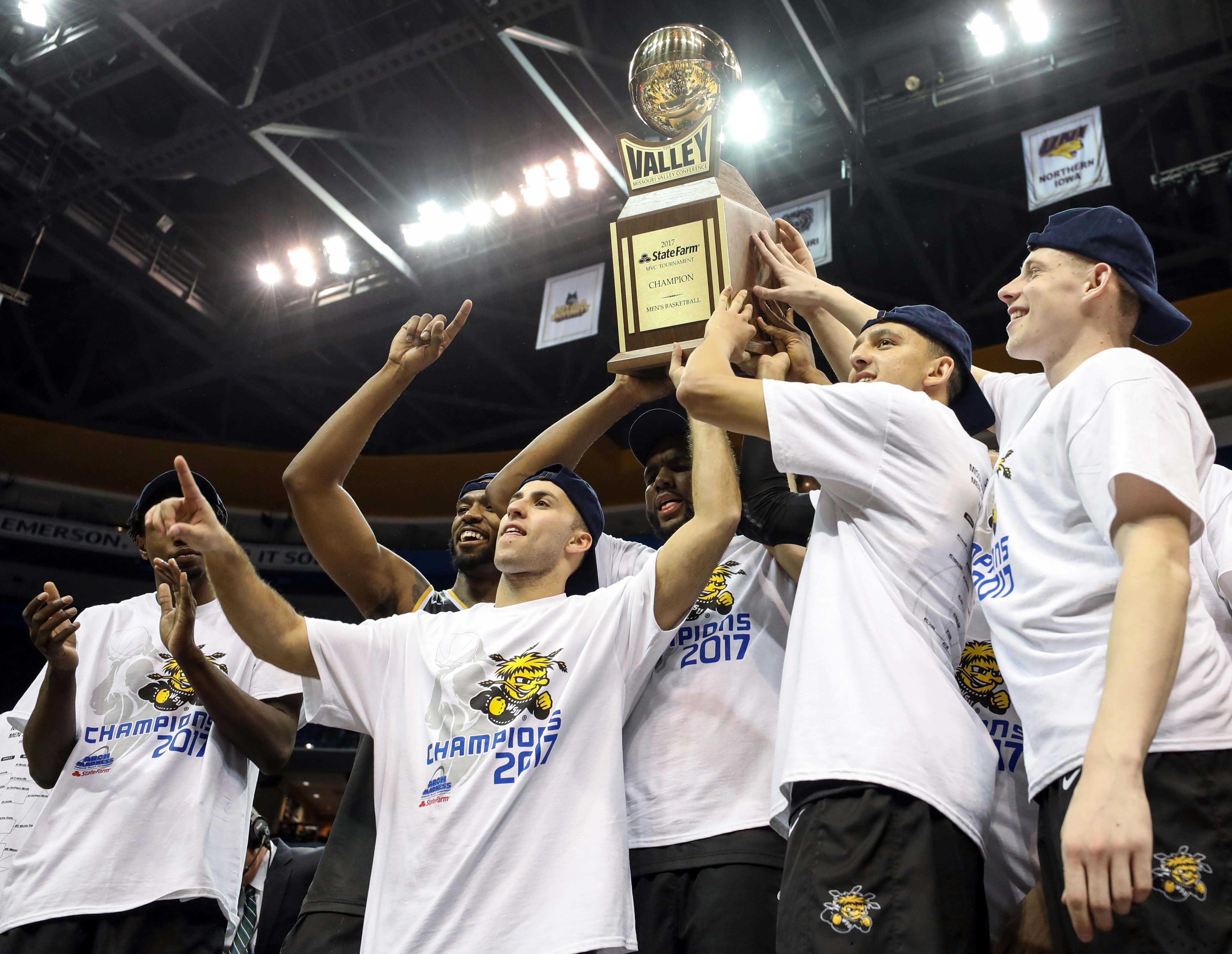 Wichita State secures an at-large bid to the NCAA Tournament winning the Missouri Valley Conference Tournament for the second time in Gregg Marshall's ten seasons at Wichita State.
