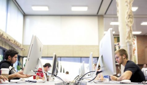 Students use computers in Ablah library.