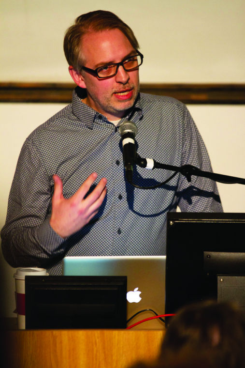 Brian Ulrich, a well know photographer focusing on landscape of American consumer culture speaks in 210 McKnight Art Center Tuesday afternoon.
