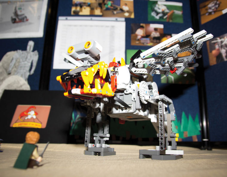 A competing team called Smartans of the Shire displayed a lego made construct for the Saturday competition Mind Storm in the Heskett Center Gym.

