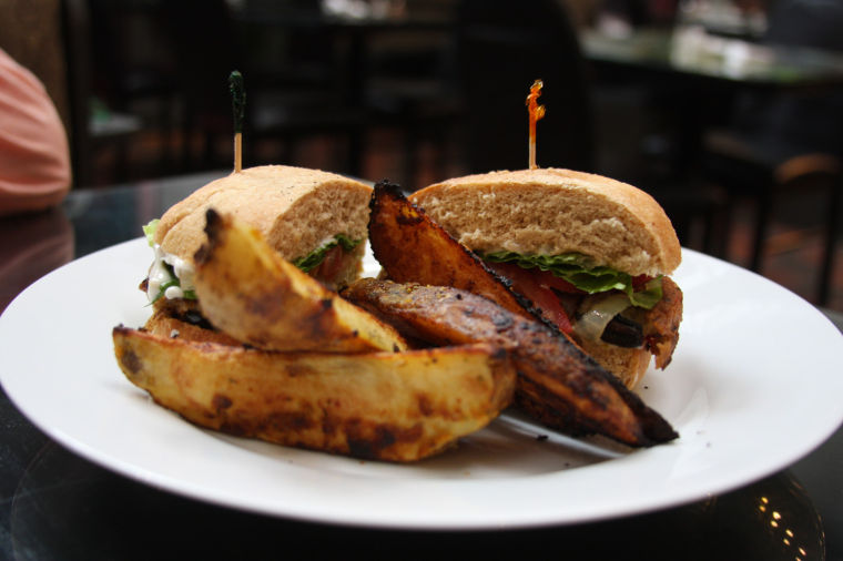 Garden Grill Café’s garden burger and roasted potatoes are some of many vegetarian options on the restaurant’s menu.
