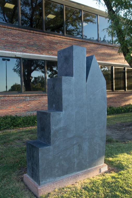 The Krefe - Aekyad by Douglas Abdell that sits in front of the engineering building. The sculpture is one of many on campus.