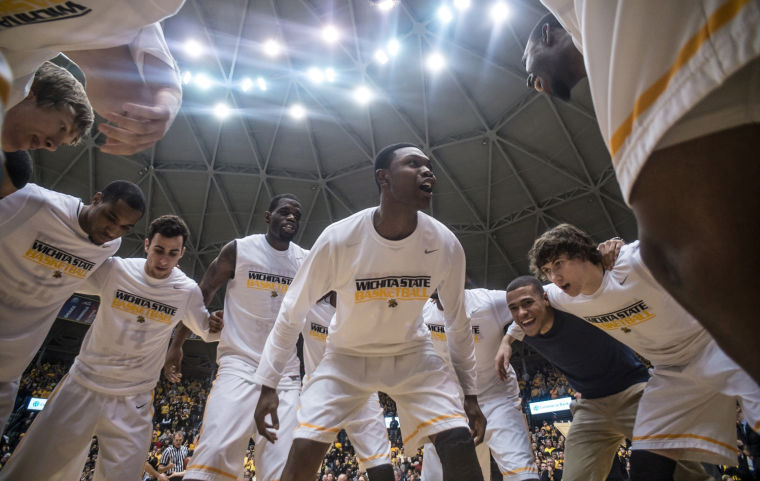 Senior Cleanthony Early gives a speech prior to the WSU NCCU game Sunday night inside Charles Koch Arena.The Shockers went on to improve their undefeated record to 12-0 as they defeated North Carolina Central with a score of 77-66. Early got his first double-double of the season with 16 points and ten rebounds.