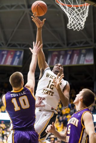 Junior Darius Carter goes up for a lay-up as the Shockers beat UNI in a close game 67-53 Sunday afternoon at Charles Koch Arena.