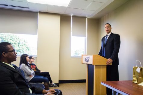 "We are in a moment of crisis. Well, it's not really a moment - it's just now coming to a larger public awareness." Reddit Hudson, former St. Louis police officer and a co-founder of the National Coalition of Law Enforcement Officers for Justice, Reform and Accountability, spoke about police and race relations during a Brown Bag Discussion held by the Wichita State Office of Diversity and Inclusion on Friday afternoon.