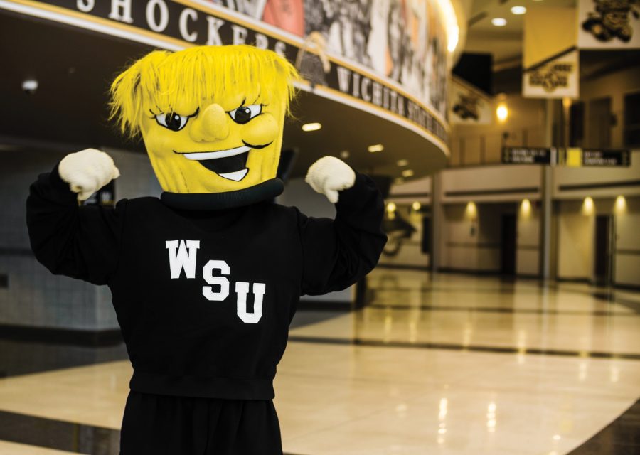 WuShock poses for the camera prior to entertaining the crowd at Koch Arena.