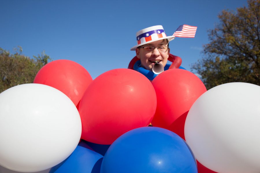 Wichita State student Kyle Richardson enjoys an election day celebration on campus. The festivities were part of an effort to encourage students to vote.