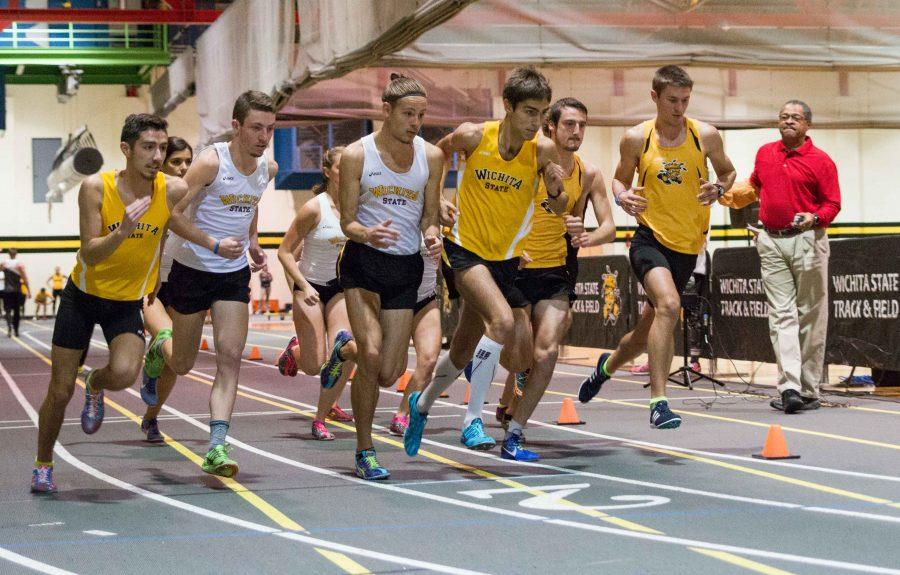 The men and women run the 3000 meters Friday afternoon at the intrasquad meet at the Heskett Center.