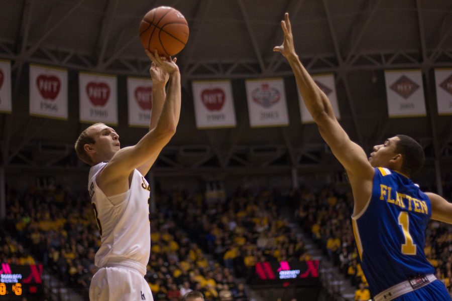 Wichita State junior Conner Frankamp goes for a 3 Thursday night at home against South Dakota State.