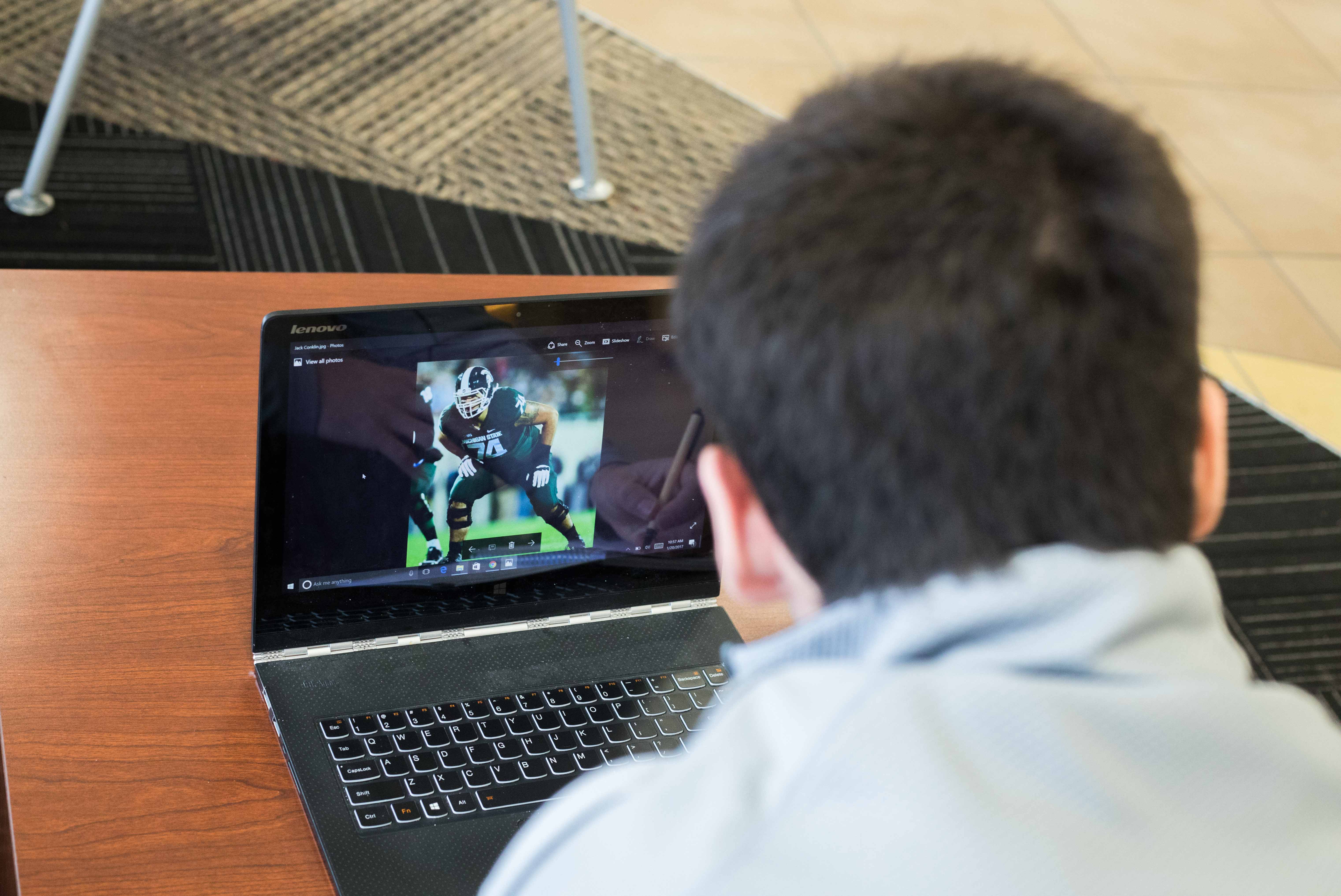 Tommy Rudawsky, sophomore, is a sports management major that will be networking at the NFL combine. Rudawsky creates football scouting reports, he hopes to become a football scout. (Jan. 20, 2017)