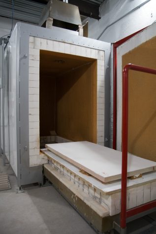 In Henrion Hall Wednesday morning, a Blaauw kiln is prepared for use. After a year of anticipation, three new Blaauw kilns have been installed in Henrion Hall.
