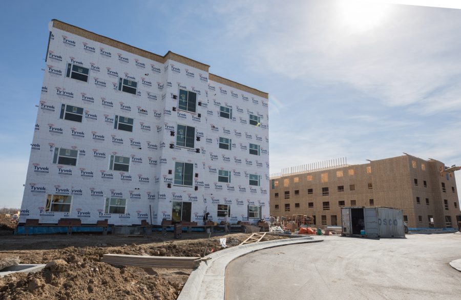 Construction of the new Flats at WSU continues on Feb. 10, 2017. The new apartments, located on campus, will start at $939 for a one bedroom.