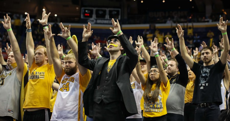Shockers fans wait for a made free throw.