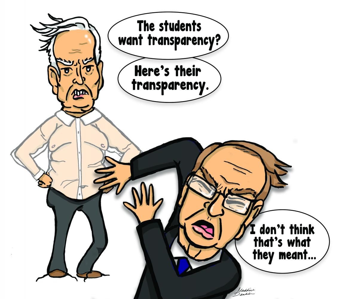 Editorial Cartoon: Wichita State administration responds to call for transparency