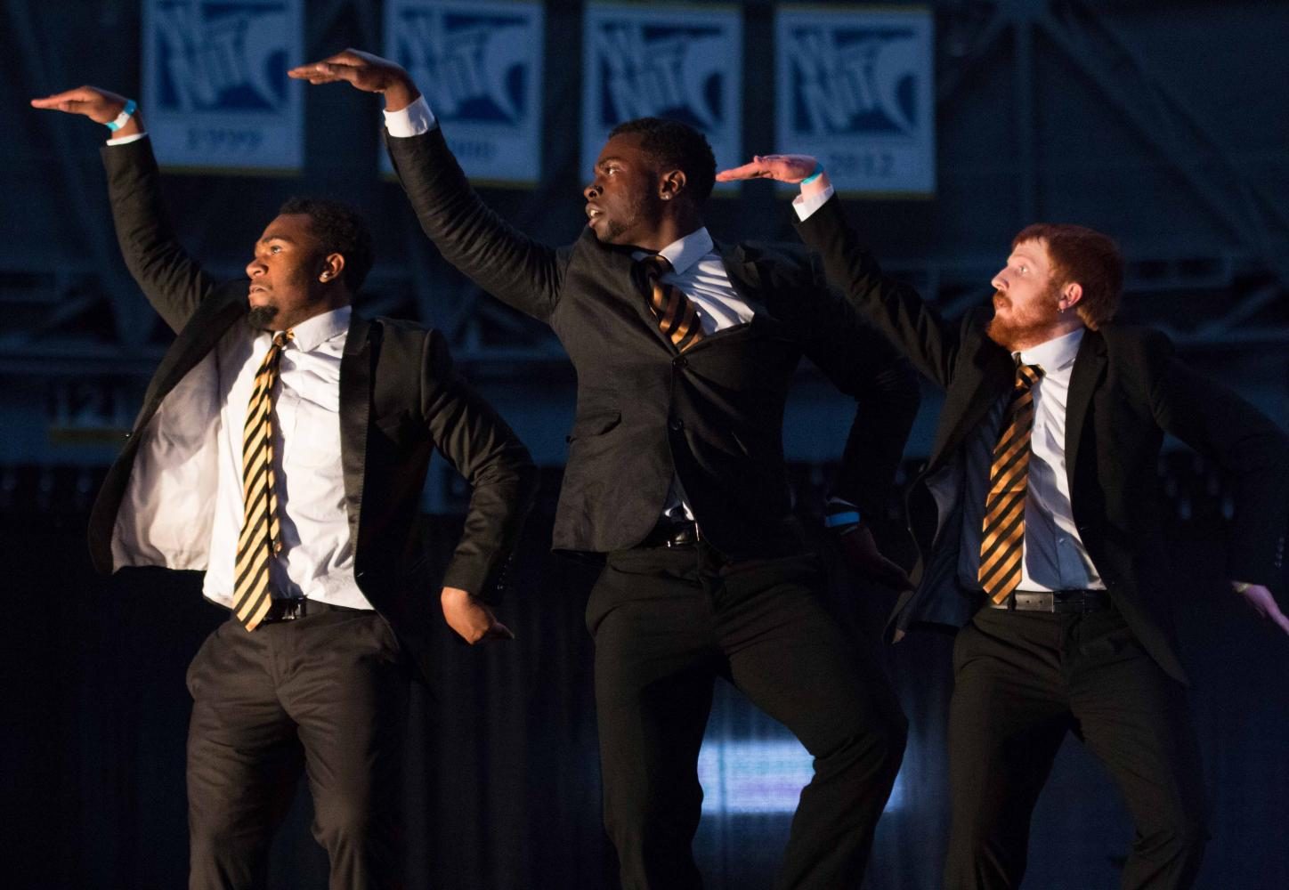 Members of the Greek community perform during the Shock The Yard Step Show Friday evening (April 29, 2017)
