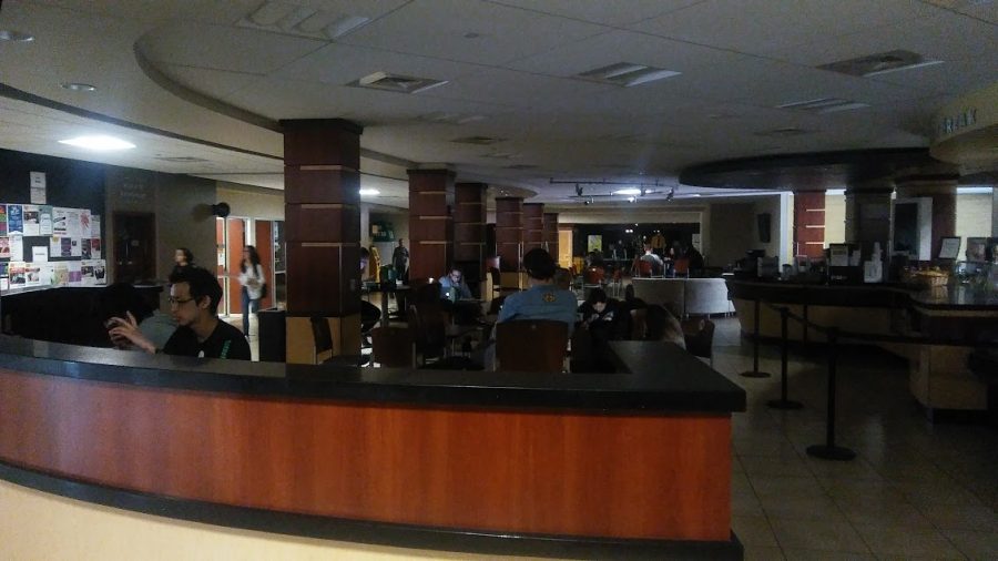 Power is out in the Rhatigan Student Center, pictured here, and other buildings on campus.