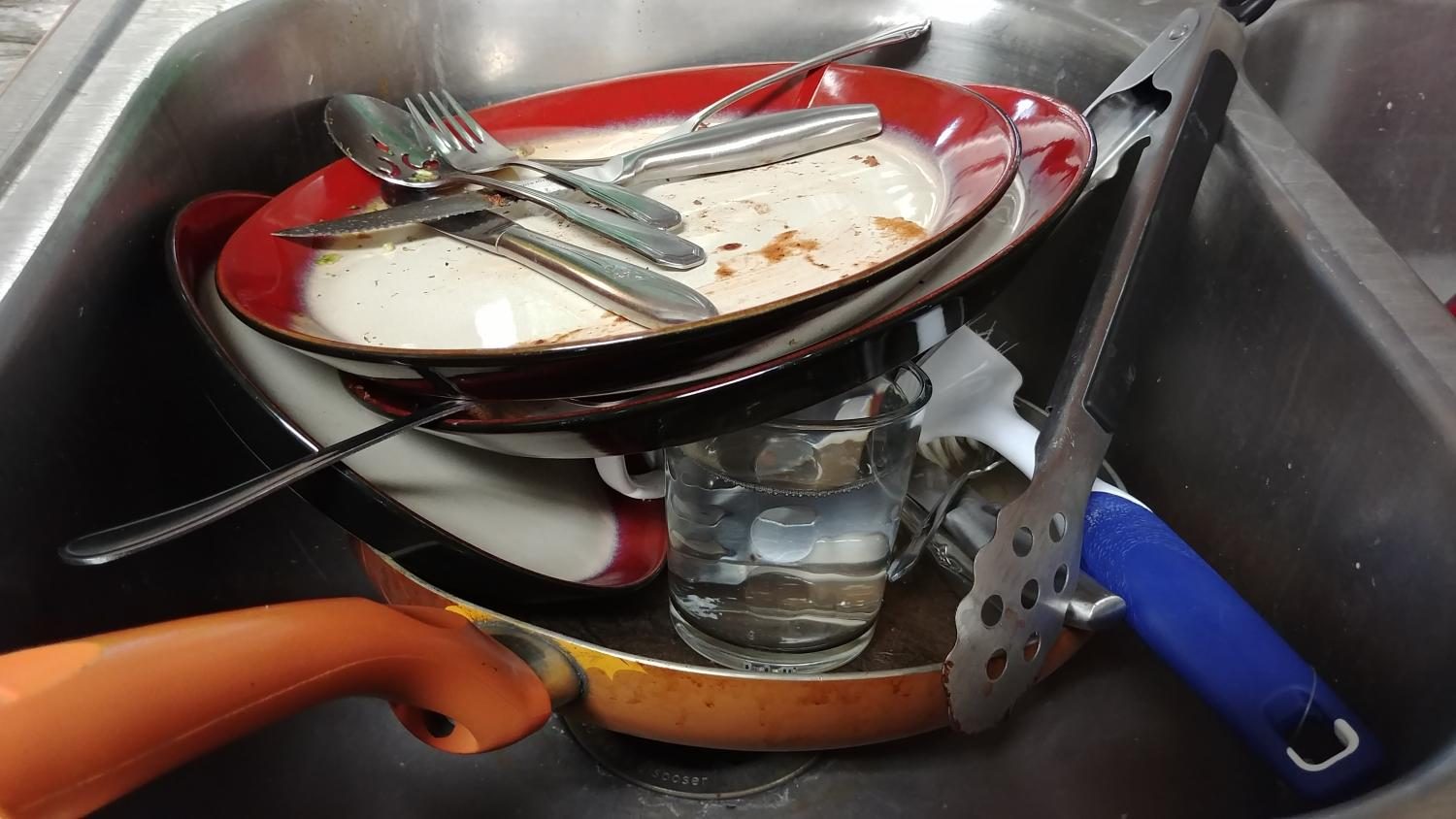 Dirty dishes pile up