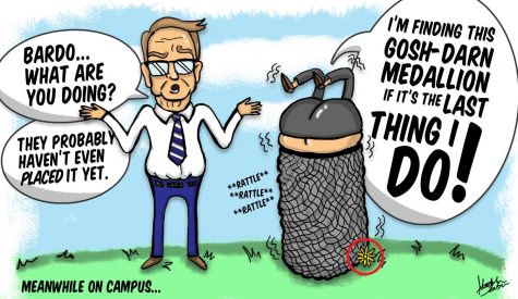 Editorial Cartoon: President Bardo searches for The Sunflower’s Medallion