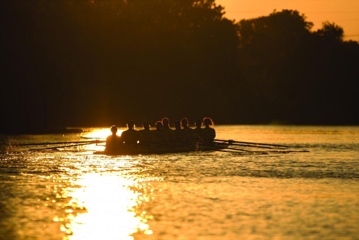 The womens varisty rowing team practices on the Little Arkansas River on Wednesday morning. Coach Calvin Cupp motivated his team saying, Remind yourself everyday that what you do matters. (Sept. 21, 2017)