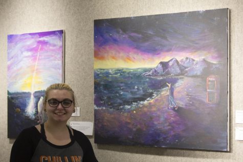 Genna Pennington is showing her artwork for the second time in the Cadman Art Gallery. The exhibition is titled “The Marvelous Misadventures of Melvin the Friendly Ghost.”