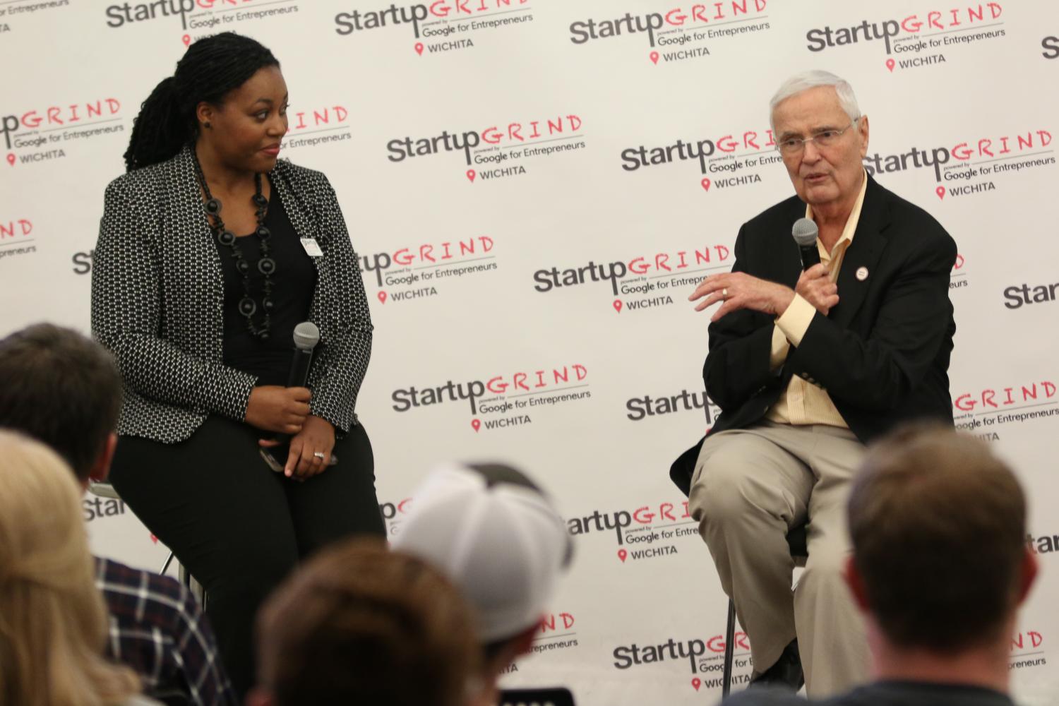 Wichita State President John Bardo, responds to a question during the Startup Grind ICT event held at The Lux.