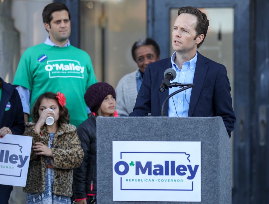 Kansas Gubernatorial candidate Ed O’Malley gives his official announcement speech in front of Union Station in downtown Wichita. (Oct. 10, 2017)