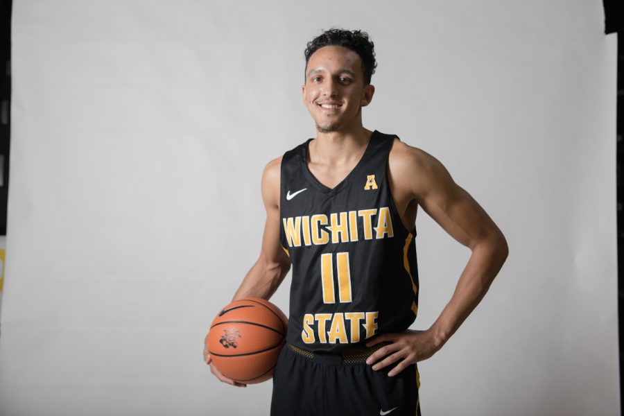 Landry+Shamet+poses+during+Wichita+States+media+day.+