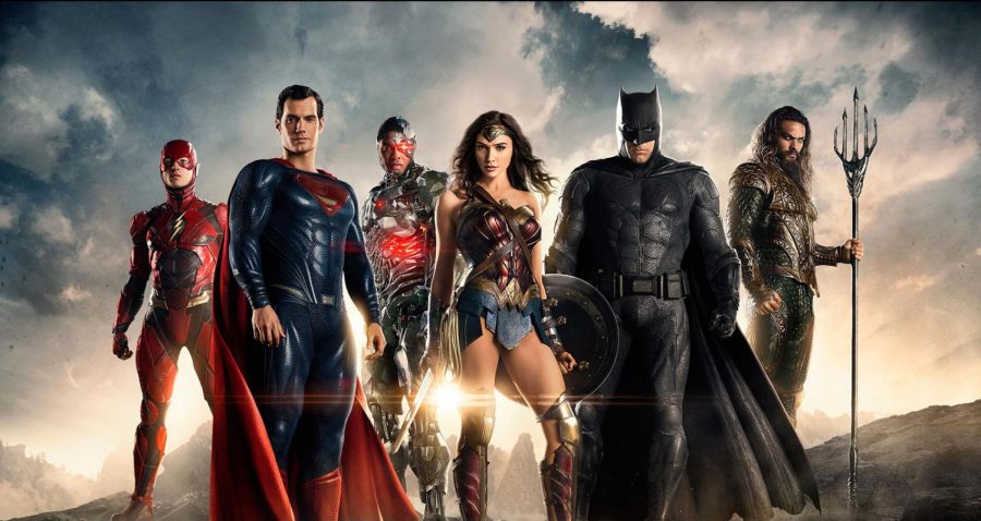 Ezra Miller, Henry Cavill, Ray Fisher, Gal Gadot, Ben Affleck, and Jason Momoa star in Justice League.