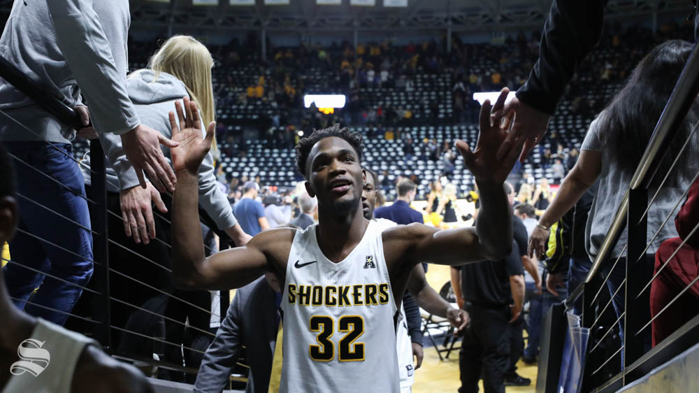 Wichita State forward Markis McDuffie leaves the court after the beating Florida Gulf Coast Eagles 75 - 65 in Koch arena