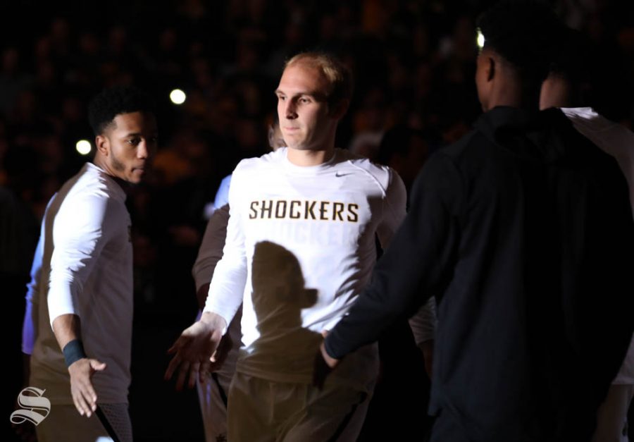 Wichita State guard Conner Frankamp entered the court before the game against the Florida Gulf Coast Eagles in Koch arena