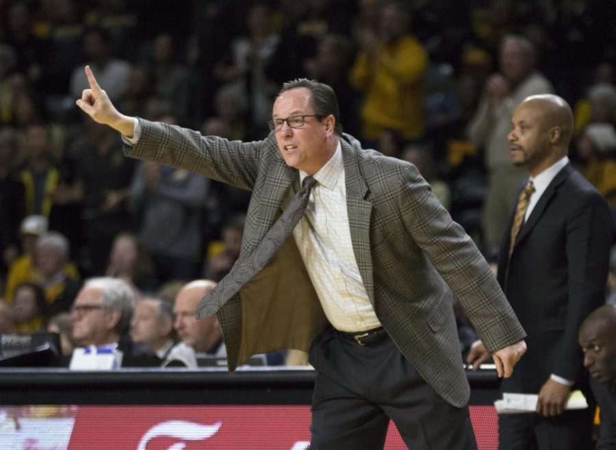 Wichita State Head Coach Gregg Marshall calls a play during the game against South Dakota State. 