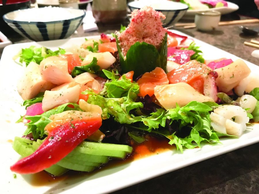 The Sea of Japan is served on a bed of green lettuce and centered with a cucumber filled with Kanai's in-house made crab salad. The Sea of Japan has a varying list price of about $30. 