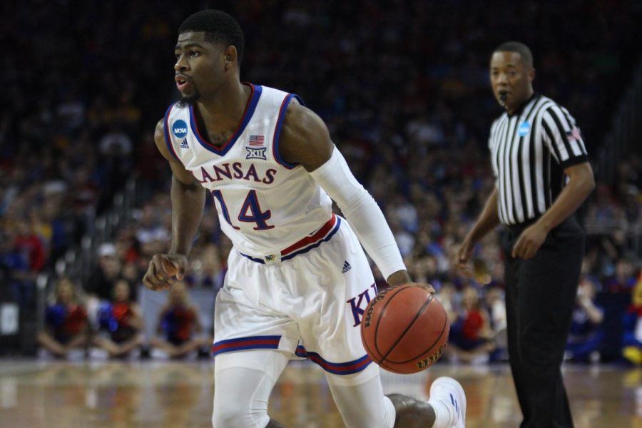 Kansas guard Malik Newman drives to the basket. The Jayhawks defeated No. 16 Penn in the opening round of the NCAA Tournament at INTRUST Bank Arena in Wichita. 