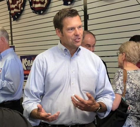 Secretary of State Kris Kobach speaks to supporters at his Wichita campaign headquarters. (August 5, 2018 file photo)