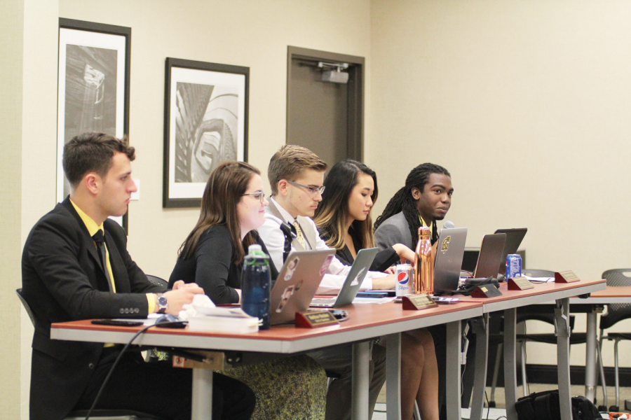 The SGA cabinet gives their officer reports during the first session Wednesday, Aug. 22.