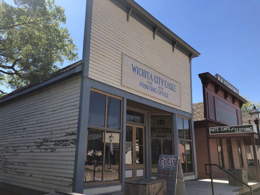 The Wichita City Eagle building at the Old Cowtown Museum represents the office and printing business Marshall Murdock, founder and editor of The Wichita Eagle. The building is one of 54 historic and recreated buildings at Cowtown.