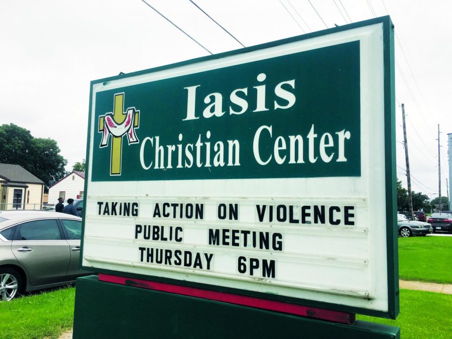 Iasis Christian Center, near 13th and Grove, was the site of a community meeting to address violence in light of a rise in homicides in Wichita over the last few years.