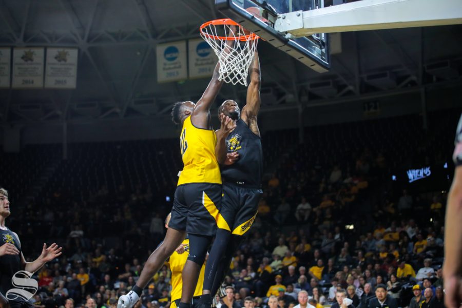 Wichita States Markis McDuffie goes up for a basket during the Black and Yellow Scrimmage at Koch Arena on Oct. 6, 2018.