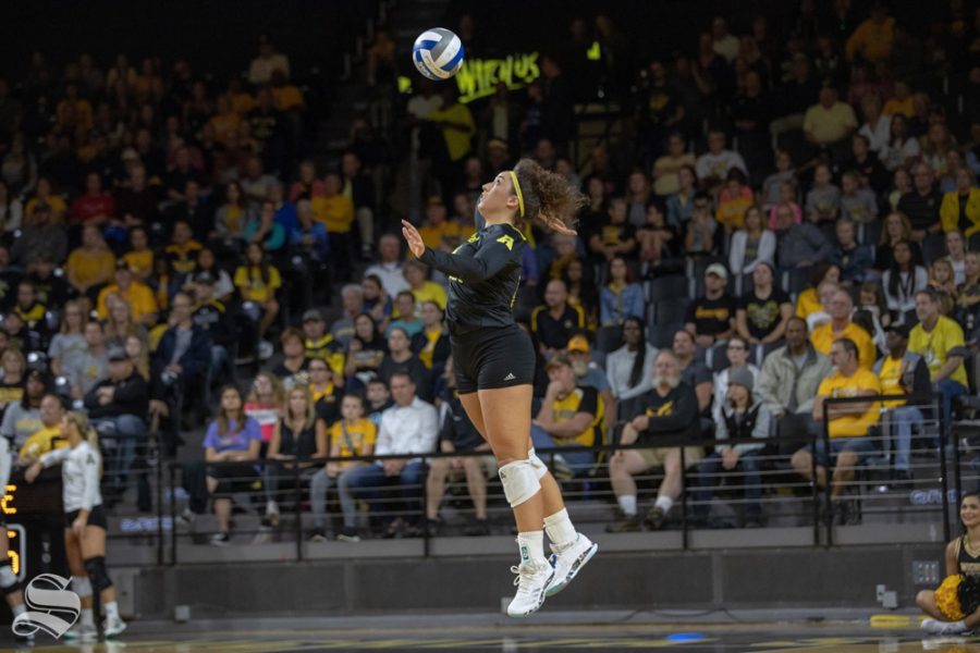 Wichita State's Giorgia Civita serves the ball at WSU's season home-opener against Tulane. 