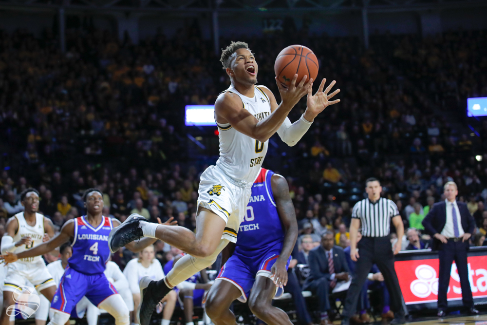 Wichita State's Dexter Dennis gets fouled during their game against Louisiana Tech on Nov. 6, 2018 in Koch Arena.