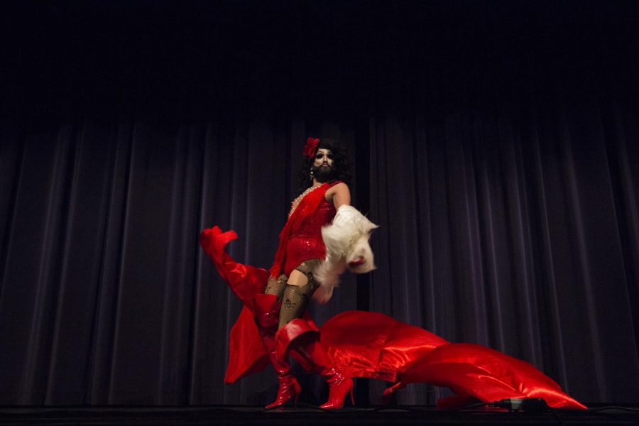 Drag queen Heidi Banks performs during the 9th annual Drag Show held at the CAC Theater.