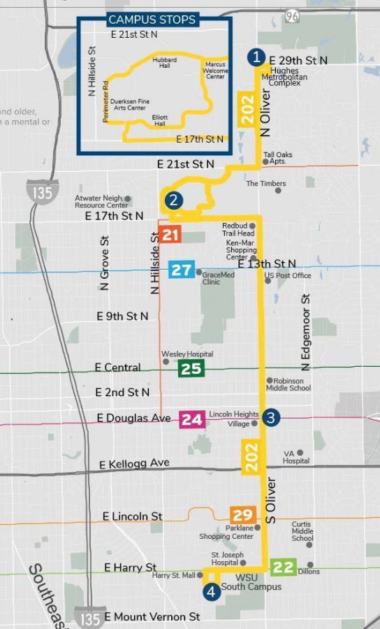 Serving Oliver between 29th St. N and Harry, the new Route 202 is made possible by a partnership between Wichita Transit and Wichita State University. Service begins Tuesday, January 22nd.
