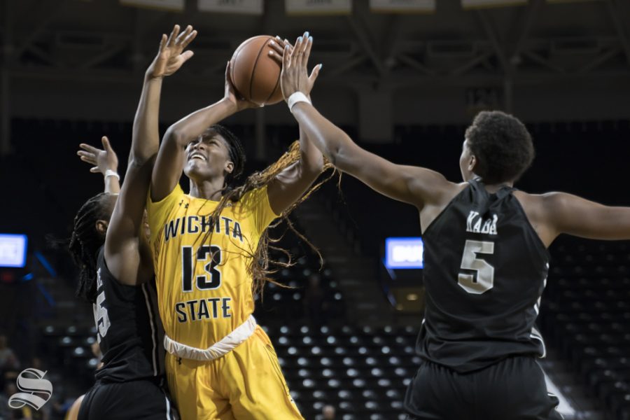 Wichita State redshirt junior Raven Prince goes up for a lay-up during their game against UCF on Feb. 20, 2019 at Koch Arena.