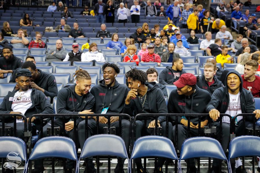 Temple players hangout before the Wichita State and East Carolina game on March 14, 2019. (Photo by Joseph Barringhaus/The Sunflower.)