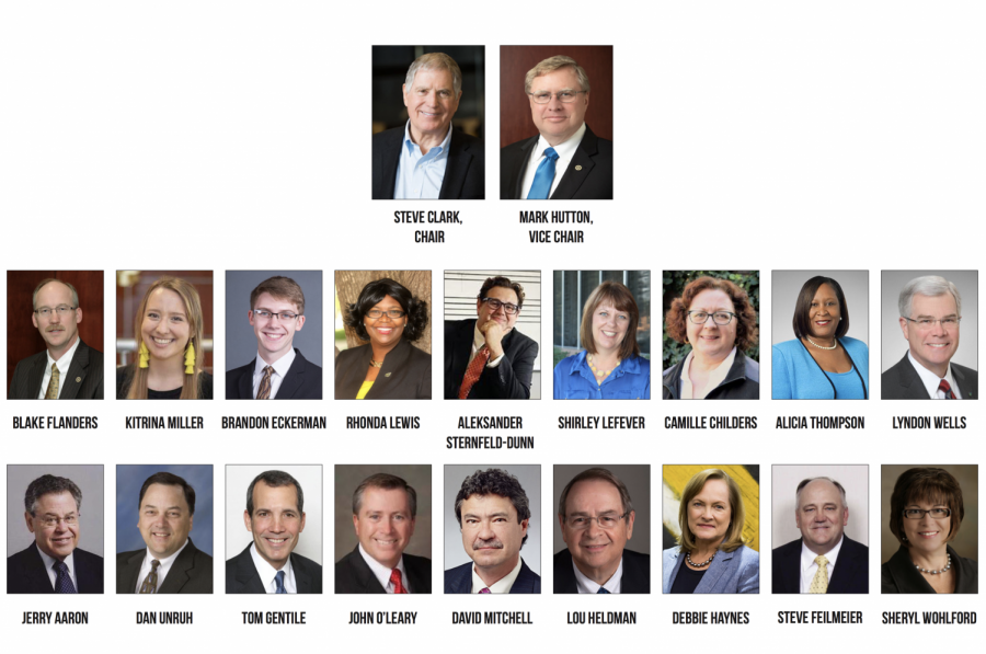 Steve+Clark+and+Mark+Hutton+headed+the+20-person+committee+that+selected+a+pool+of+finalists+for+the+next+president+of+Wichita+State.+The+Kansas+Board+of+Regents+selected+Jay+Golden%2C+a+vice+chancellor+at+East+Carolina+University%2C+from+that+pool.+