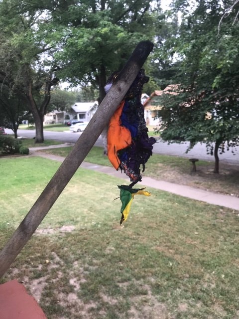 Micala Gingrich-Gaylords family found their gay pride flag burned early Saturday morning. The family said their flag was also stollen several weeks ago. They live in the Riverside neighborhood.