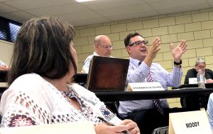 Aleks Sternfeld-Dunn, director of the WSU School of Music, speaks at the first Faculty Senate meeting of the fall semester. He said the school could use more flexibility in designing degree programs.