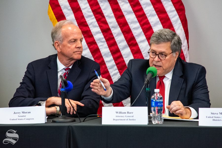 United+States+Attorney+General+William+Barr+speaks+about+reducing+violent+crime+in+Wichita+on+Wednesday+during+a+visit+to+the+Law+Enforcement+Training+Center+at+Wichita+States+main+campus.