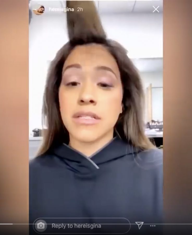 Gina Rodriguez on Instagram saying the n-word in a video she later deleted. Photo courtesy of ET Canada.
