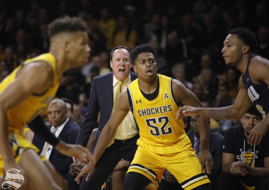 Wichita State head coach Gregg Marshall calls a play during second half of the game against Oral Roberts at Charles Koch Arena on Saturday, Nov. 23, 2019.